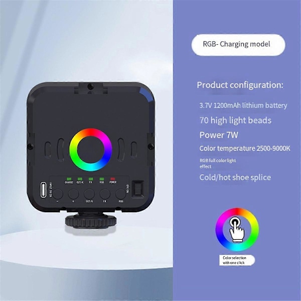 Mini RGB Hot Boot Täyttövalo Live-valokuvaukseen LED Kannettava Tunnelma Kauneus Mobiilikamera Tasku Säädettävä