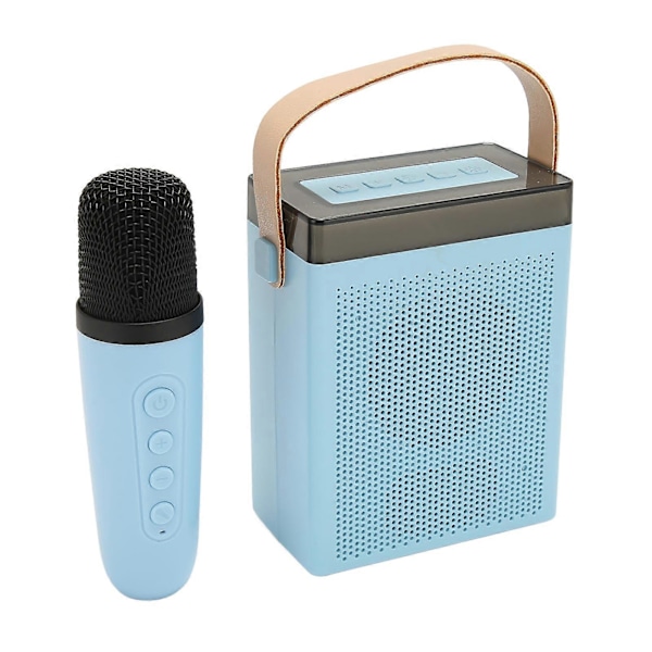 Karaokemaskin Multifunksjon RGB-belysning Bærbar Bluetooth-høyttaler med 2 trådløse mikrofoner for voksne og barn Blå