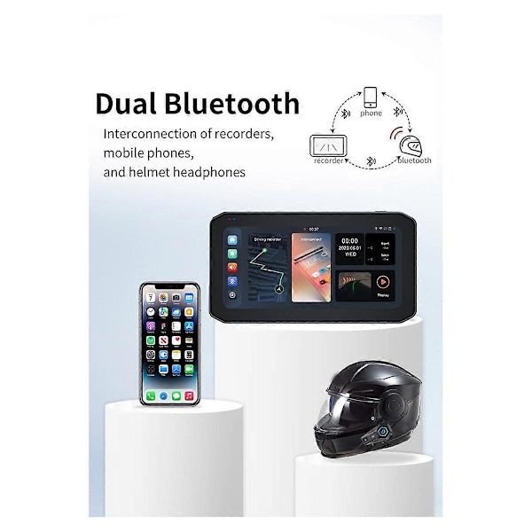 MG610 6,25 tommer Display Motorcykel Bærbar Navigator GPS WiFi Trådløs CarPlay Android Auto Dobbelt Kamera Park Monito Kits