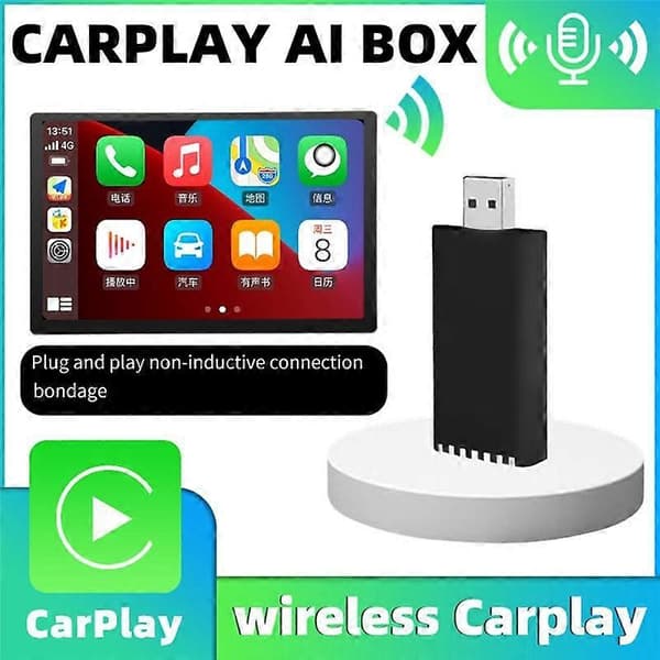 Langaton Carplay Dongle Mini USB AI Box Bluetooth-sovitin Plug and Play WIFI AI Voice Langaton CarPlay -sovitin
