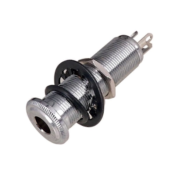 6,35 mm messing gevind Cylinder Basguitar Jack Pickup Output Input Stik Socket Elektrisk Guitar Tilbehør, Sølv