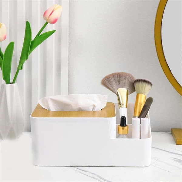 Box Grid Tissue Dispenser Handskfack Plast Pappershanddukshållare Skrivbords Servettfodral Plast Bambu Pappersbox Organizer