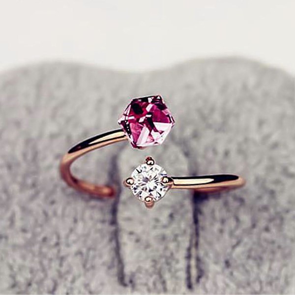 Öppen Ring Justerbar Dam Flerfärgad Cubic Zirconia Smycken för Förlovning