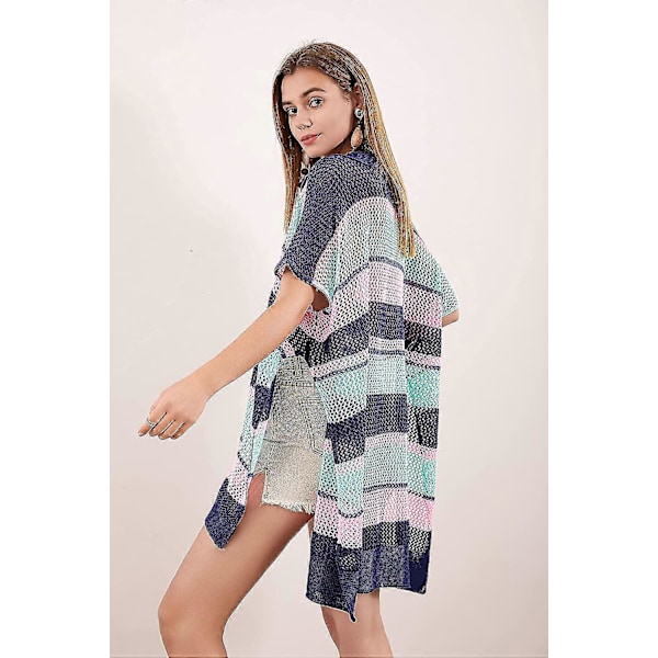 Sommerbadedrakt Bikini Strand Badetøy Heklet Cover Up for Kvinner Navy