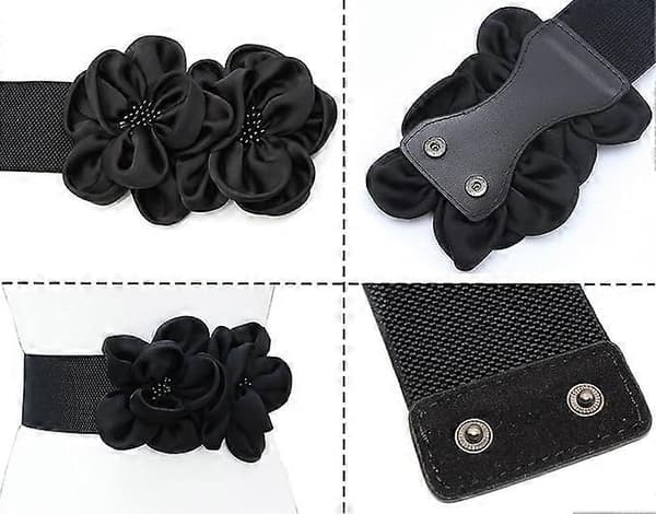 Bredt elastisk belte for kvinner, tykt midjebelte, kjolebelter, store blomsterbelter, elastiske belter for kvinner