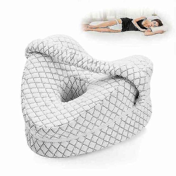 Hjärtformad Ortopedisk Sov Kudde För Ben Kilkudde Med Knästöd Ischiasdynor Kroppskudde White with strap