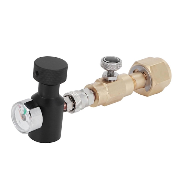 CO2 Cylinder Påfyldningsadapter Messing Connector CGA320 med Udluftningsventil ASA 1500PSI Trykmåler