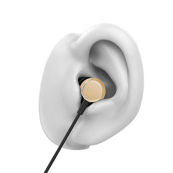 Trådbundna hörlurar In-Ear med mikrofon, hörlurar med mikrofon och volymkontroll, bas kompatibel med iPhone, Apple, dator, laptop gold