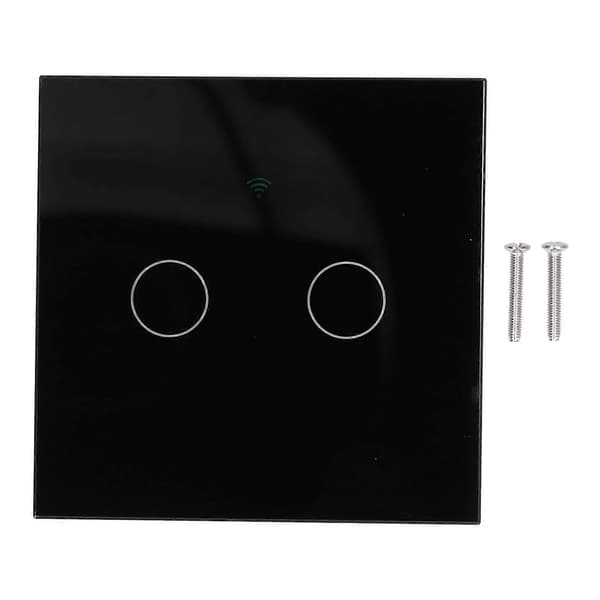 Typ 86 2-vägs Smart Switch Touch Röststyrning Hushåll Kondensatorfri Bakgrundsbelyst Switch för Zigbee Tuya (Svart)
