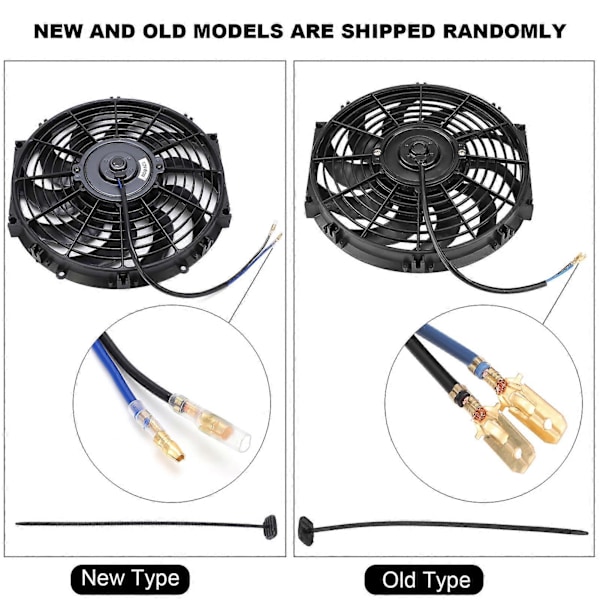 12 tommer Universal Tynd Bil Push Pull Elektrisk Motor Køleventilator 12V med Monteringssæt