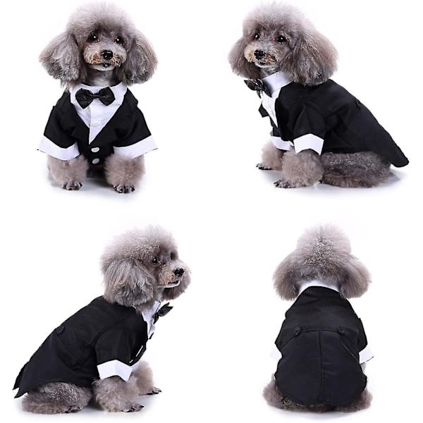 Hund Smoking Kostym Hund Formell Skjorta, Bröllopsdräkt för Husdjur Kavaj Kostym Fluga Cosplay Prins Gentleman Kläder XL