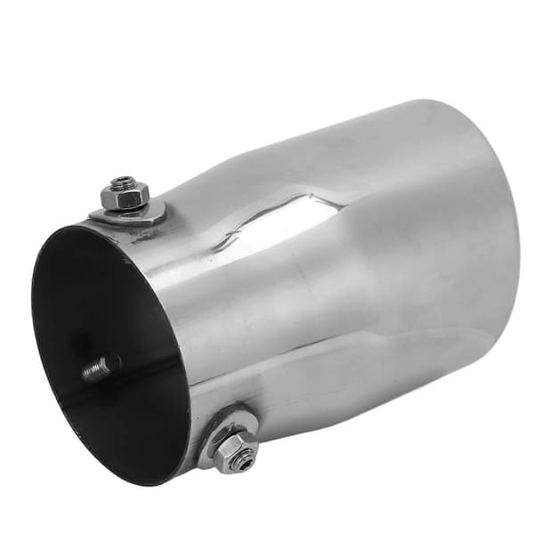 Sølv Universal Eksospotte Rustfritt Stål Eksosrør 76mm/2.99in Innløp 89mm/3.50in Utløp for Bil