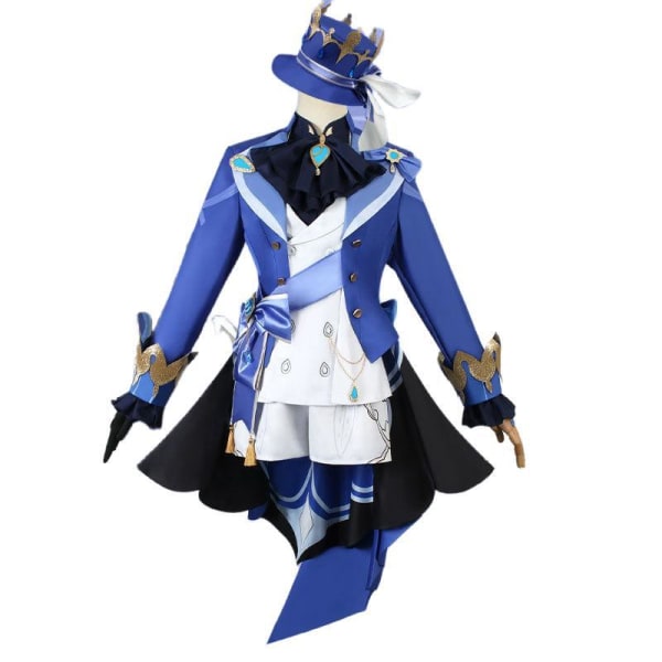 Genshin Impact Fontaine Cosplay Kostym Full Huva Mönster Tyg Focalors Uniform Cosplay Peruk 1 S