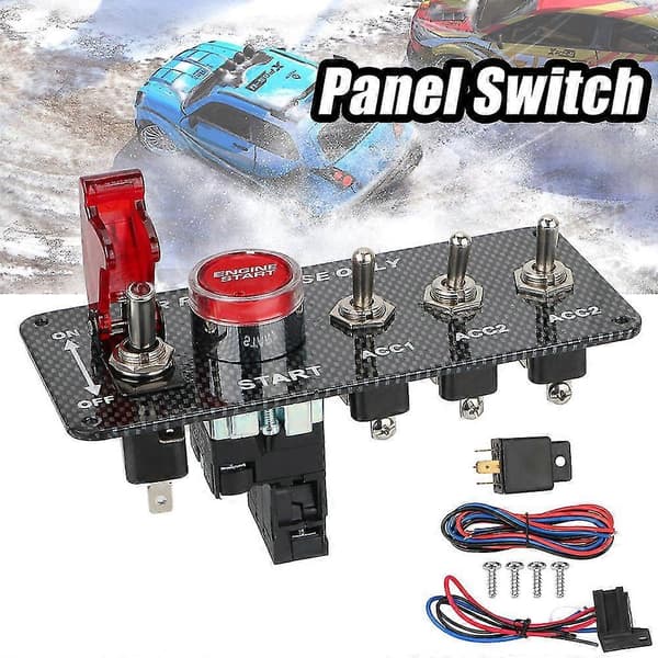 12V Racing Bil Kontakt Panel Rocker Starter Start Stop LED Lys Toggle Tænding Trykknapper Lastbil Båd Biltilbehør - Yvan