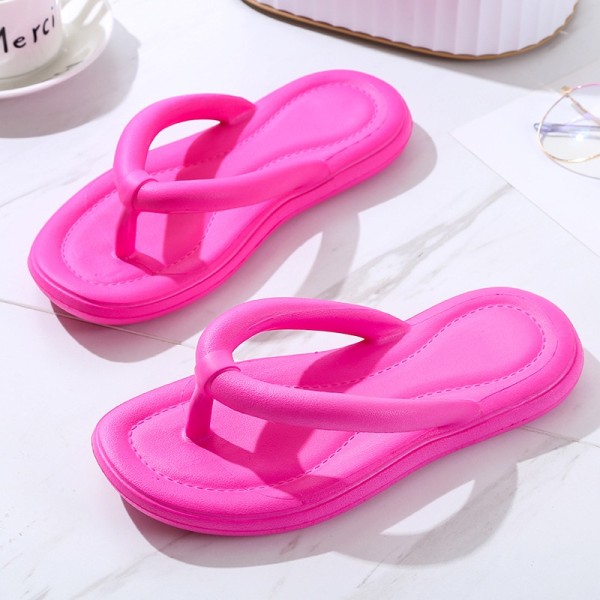 Regnbågsfärgade Flip Flops Dam Ytterkläder Sommar Hjärta Strand Sandaler Mjuka Sulor Tofflor Inomhus Paltform EVA Damskor Tofflor Rose Red--B 38-39(24-24.5CM)