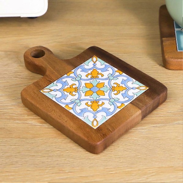 Trä Kakel Grytunderlägg Anti-Skållningsplatta Massivt Trä Matbord Isolering Underlägg Placemat Träunderlägg, A