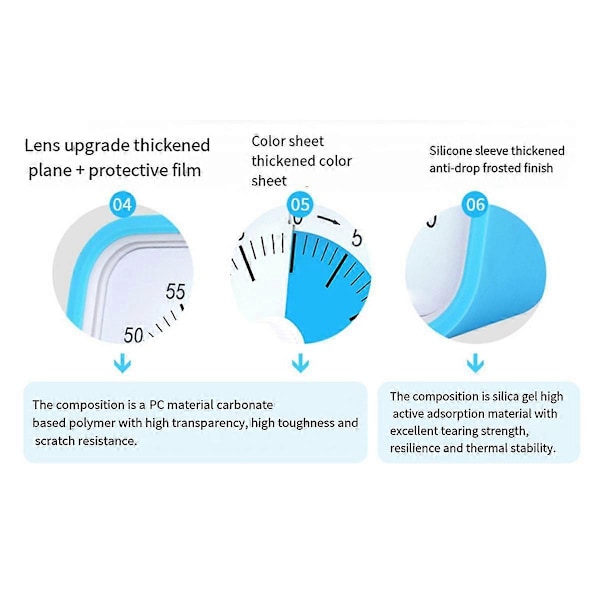 Blå Barn Student Studiehandbok Visuell Timer Väckarklocka Kökstimer med Skyddande Hölje Tidshanterare