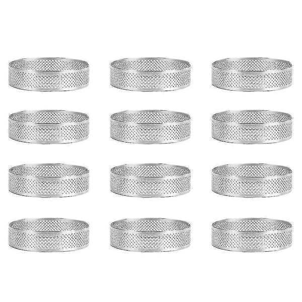 12 Pakk Rustfritt Stål Tart Ringer, Kompatibel Kake Mousse Ring, 6cm