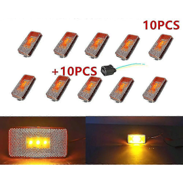 24V Amber LED-lys til Scania sidemarkering Heavy Truck til Scania Clearance Lamps lastbil karosseri dele +2 connector oem1737413 10 lights with plug