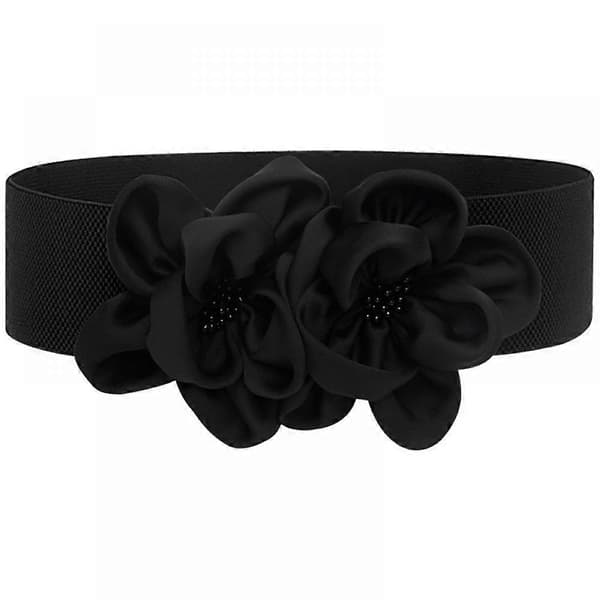 Bredt elastisk belte for kvinner, tykt midjebelte, kjolebelter, store blomsterbelter, elastiske belter for kvinner