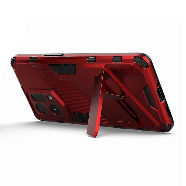 For Oppo Find X5 Godt Beskyttet Anti-ripe Hard PC + Myk TPU Mobiltelefon Deksel Stativ Red