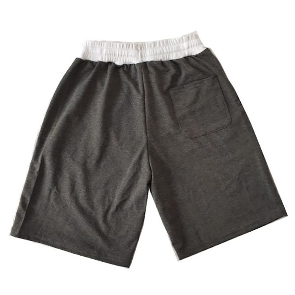 Herr Enfärgad Dragsko Strandshorts Sommar Casual Elastisk Midja Halvbyxor Badbyxor Badkläder Dark Grey 2XL