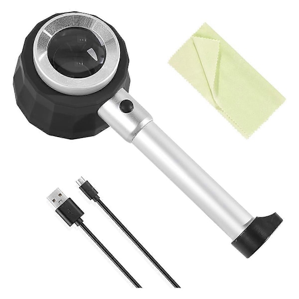 45x Förstoringsglas LED-lampa Smyckesförstoringsglas med Mätskala Optisk för Precisionsarbete Mynt Smycken