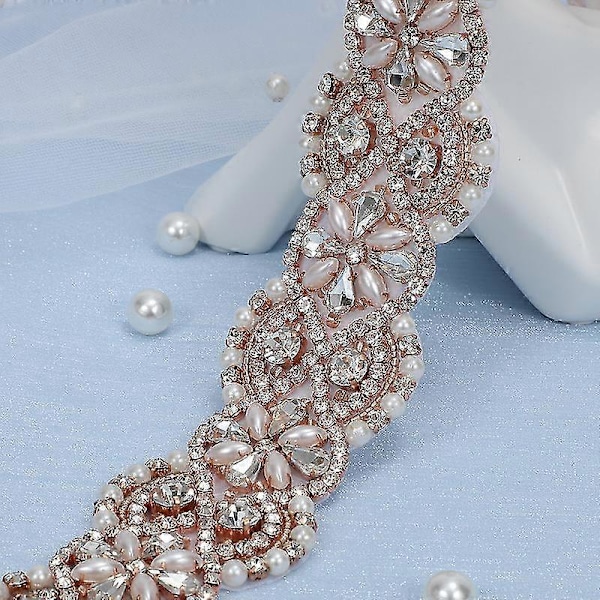 Brudebelte Håndlaget Krystall Rhinestone Flettet Brudekjole Belte Sløyfe For Brudekjoler Style C