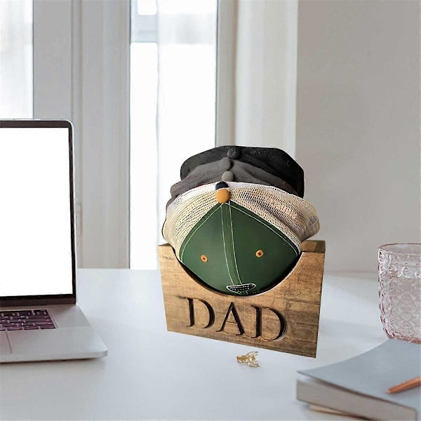 Hattestativ i tre, Dad Hat Holder Organizer, Hattestativ i tre for utstilling, Rustikk hattestativ for farsdag B