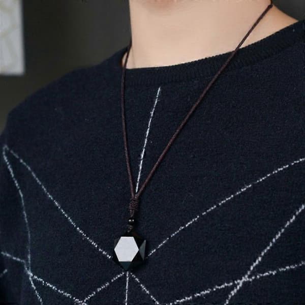 Dame Faux Obsidian Halskæde Reb Sweater Kæde Smykker