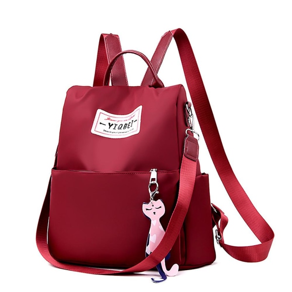 Snygga printed ryggsäckar för damer Ryggsäck Axelväskor Tunn axelrem Mode Väska med stor kapacitet med två sidfickor Red