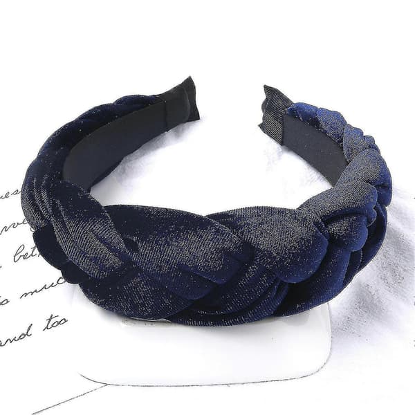 Flätat Twist Elastiskt Halksäkert Elegant Kvinnors Hårband Enfärgad Bred Höjd Sammet Hårbåge Håraccessoarer Dark Pink