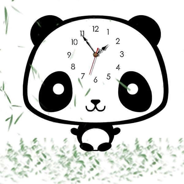 Nordisk Stil Panda Vægur Stille Træur til Værelse