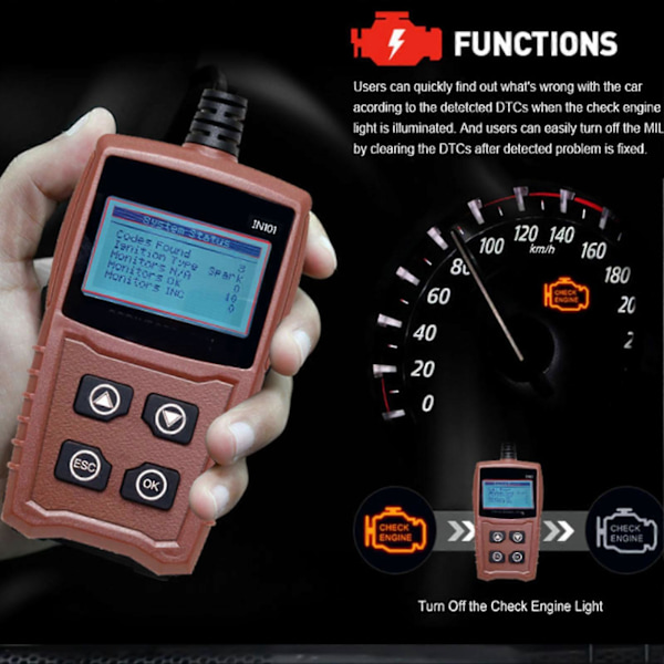 OBD2 Scanner Motor Felkodsläsare Multifunktionell Portabel Diagnostisk Skanningsverktyg för Bil