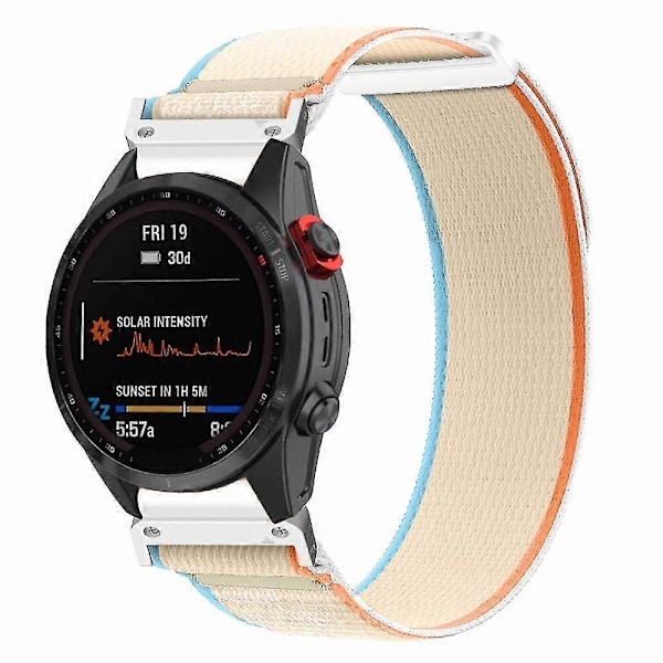 Til Coros Vertix 2 / Garmin Fenix 7X / 6X / 5X 26mm Trail Loop Nylonbånd Blød Urrem - R Milky White White