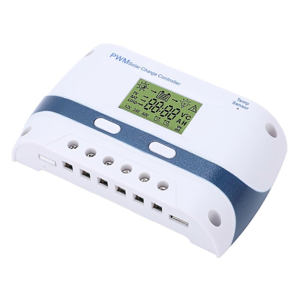 12V 24V PWM Solcelle Oplader Controller LCD Display med USB Output 40A Vandtæt Solpanel Regulator