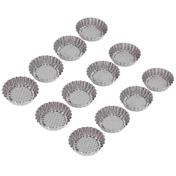 12 stk. Egg Tart Form Rund Kakeform Rustfritt Stål Cupcake Form Bakeverktøy for Kjøkken Dessertbutikk