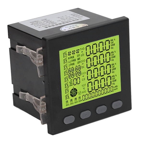 3-vaiheinen tehomittari Monitoiminen jännitemittari Sähkönkulutusmittari AC380V 5A Alue AC220V