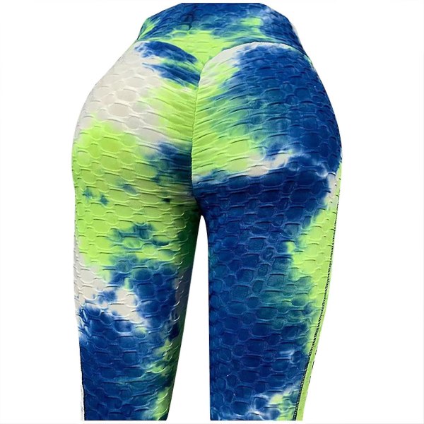 Tflycq Mode Kvinnor Långa Flerfärgade Tajta Hög Midja Elastiska Sport Yoga Byxor Blue XXL