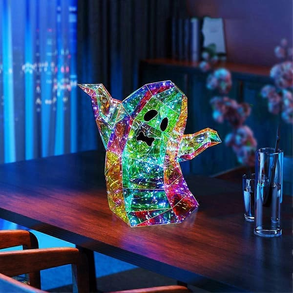 Prismatisk Iridescent Spøkelsesstatue, LED Spøkelsesstatue, Halloween Dekorativ Spøkelsesstatue