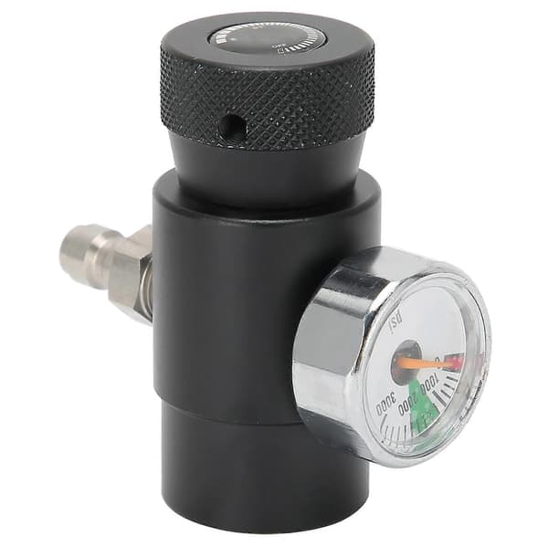 Justerbar CO2 Påfyllingsadapterventil med 8mm Hannhode ASA 3000psi Trykkmåler Svart