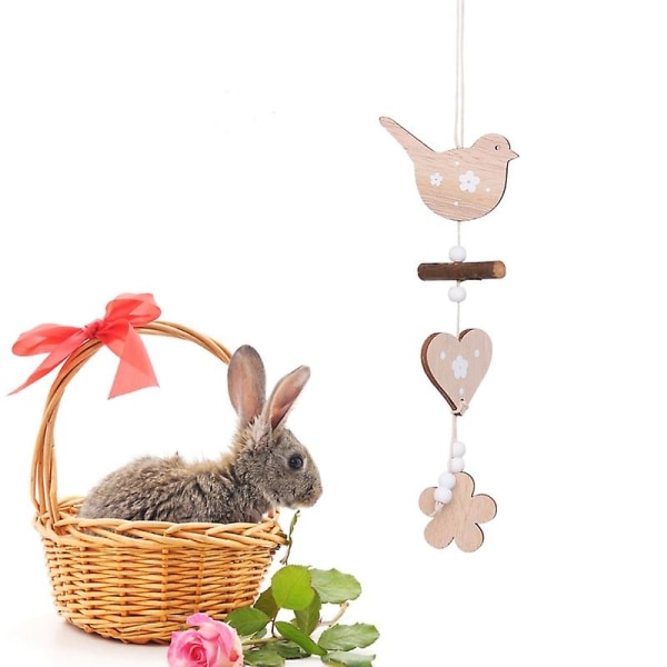 Påsk Trähänge Ornament Påskfågel Hjärta Blomma Hänge