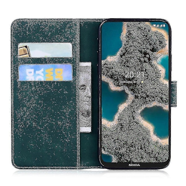 Fodral för Nokia X10/ X20 Fjäril Skydd Premium Läder Magnetisk - Rosa Green