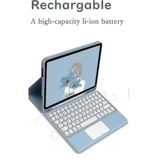 Ipad 9. generation 8. 7. generation 10,2 tommer/air 3 Pro 10,5 tommer tastatur etui med touchpad sødt rundt tast farvetastatur aftageligt Bluetooth touch-tast Yellow