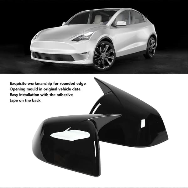 Sidespeildeksel Høyglanset Dør Utvendig Sidespeilhetter Erstatning for Tesla Model Y 2020 til 2023 Svart