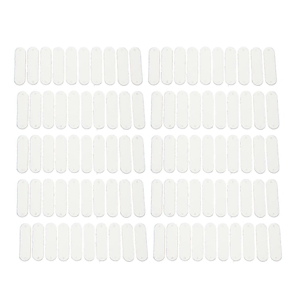 100 stk. Hækleetiketter 4,5x1,2 cm 2 Huller PU Læder Tag Praktisk Udsmykning DIY Tilbehør Hvid