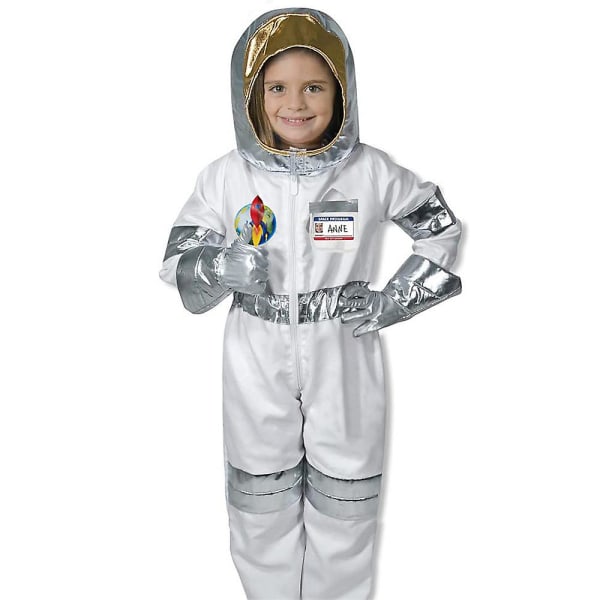 Astronautdräkt för barn, NASA rymddräkt för pojkar flickor unisex, rymd utklädnad cosplay set M