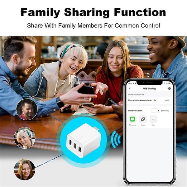 Tuya Wifi Smart Socket 3-vägs Typ-C Smartkontakt USB-adapter Smart Life APP-styrning Röststyrning för Alexa