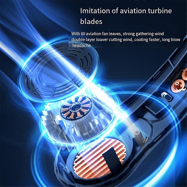 Bærbar Mini Hængende Halsventilator Power Ventilador Bladeless Halsbåndsventilator Luftkøler USB Genopladelige Elektriske Vifter Blå