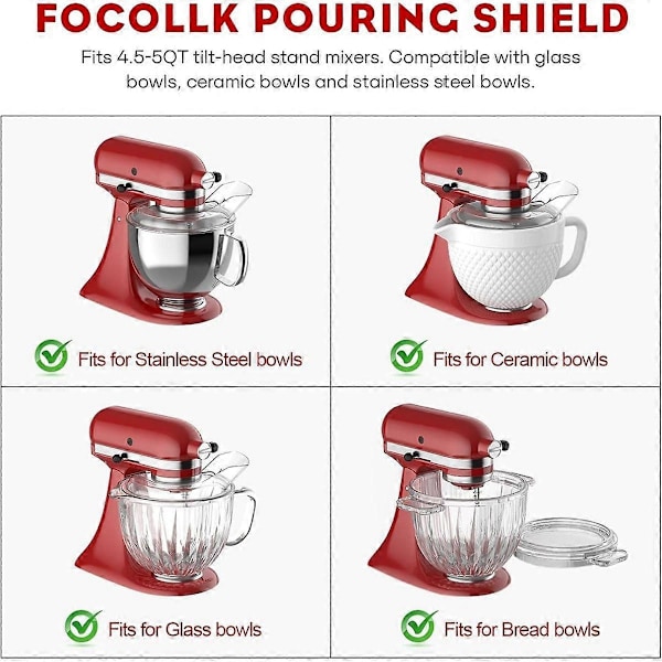 Hällskydd K45DH Degkrok för 4,5-5QT Mixer Skål för Köksmaskin Tillbehör